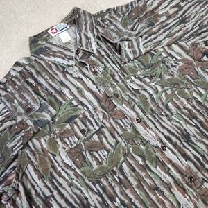 Vintage Realtree Camo Shirt Men 2XL Chamois Cloth Flannel Button Up Heavy Cotton